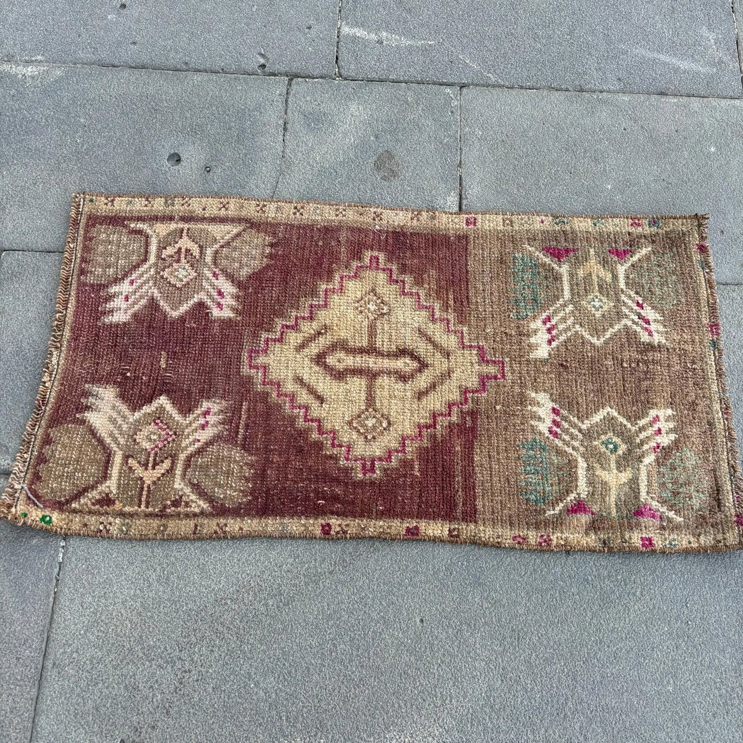 Vintage Turkish Mini Rug 1.5 X 2.8 ft