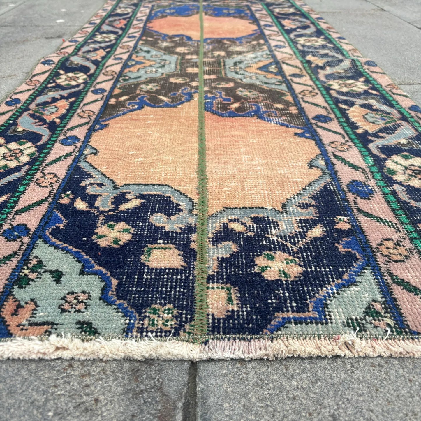 Vintage Turkish Accent Area rug 2.2 x 4.8 ft