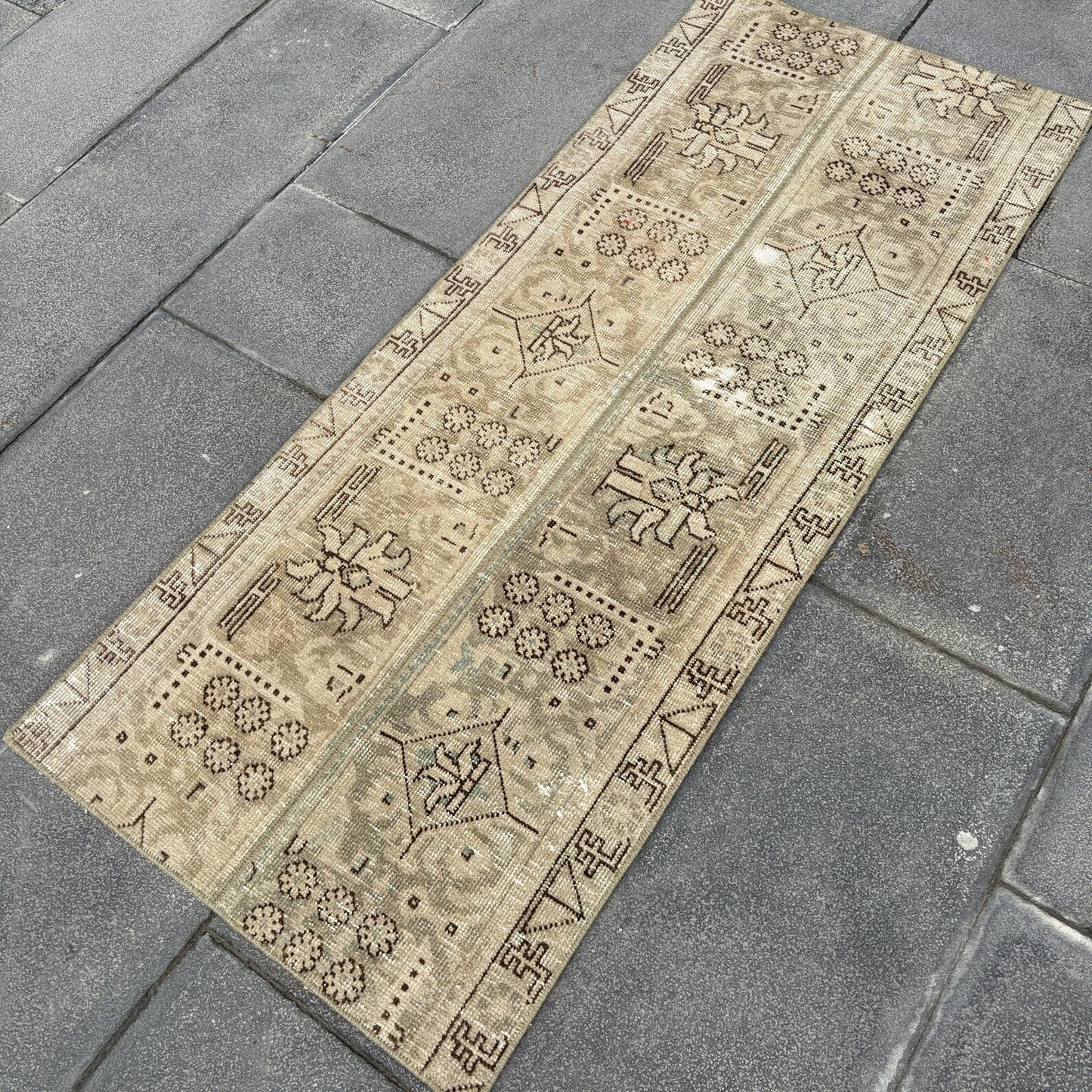 Vintage Turkish Runner Rug 2 x 4.9 ft