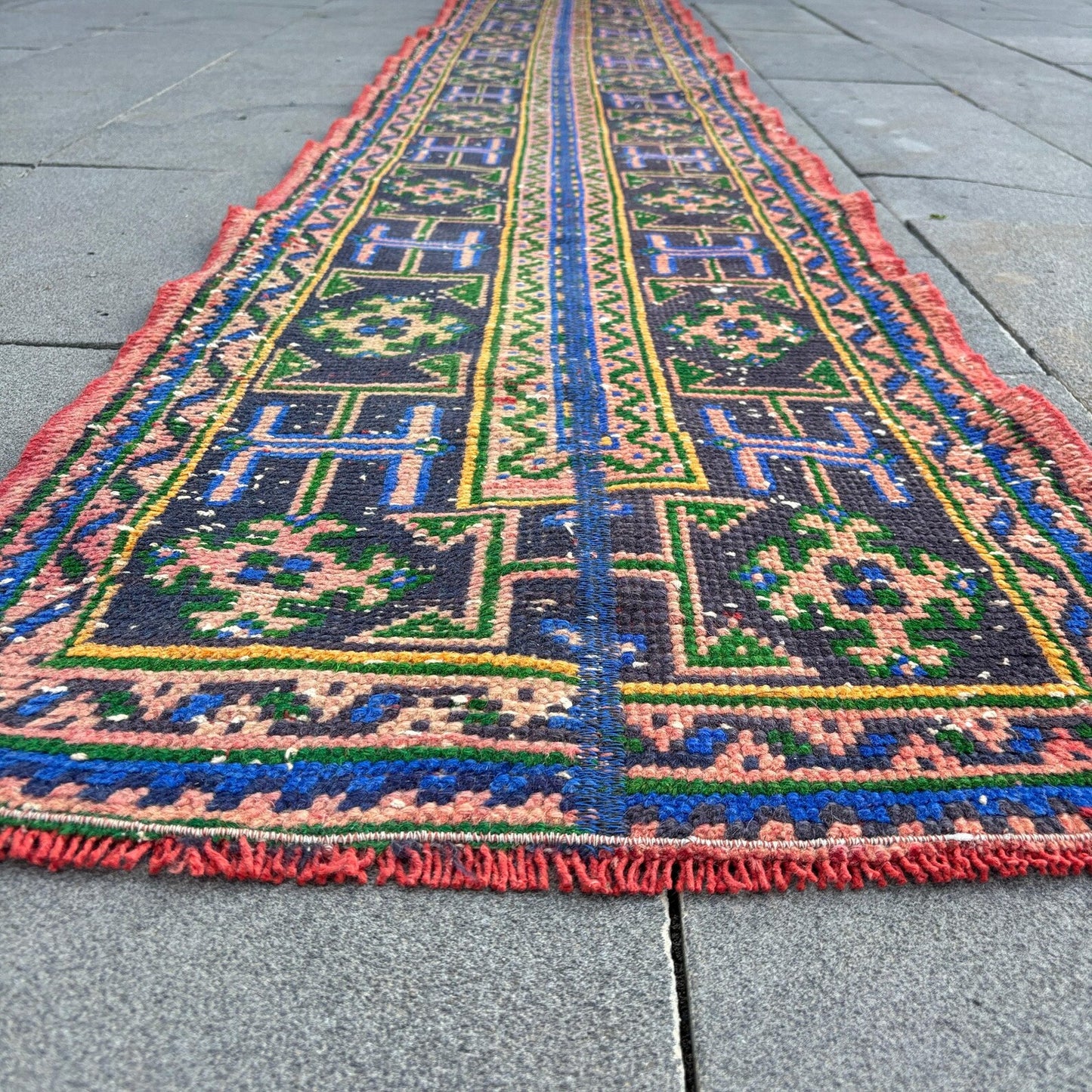 Vintage Turkish Runner Rug 2 x 11.1 ft
