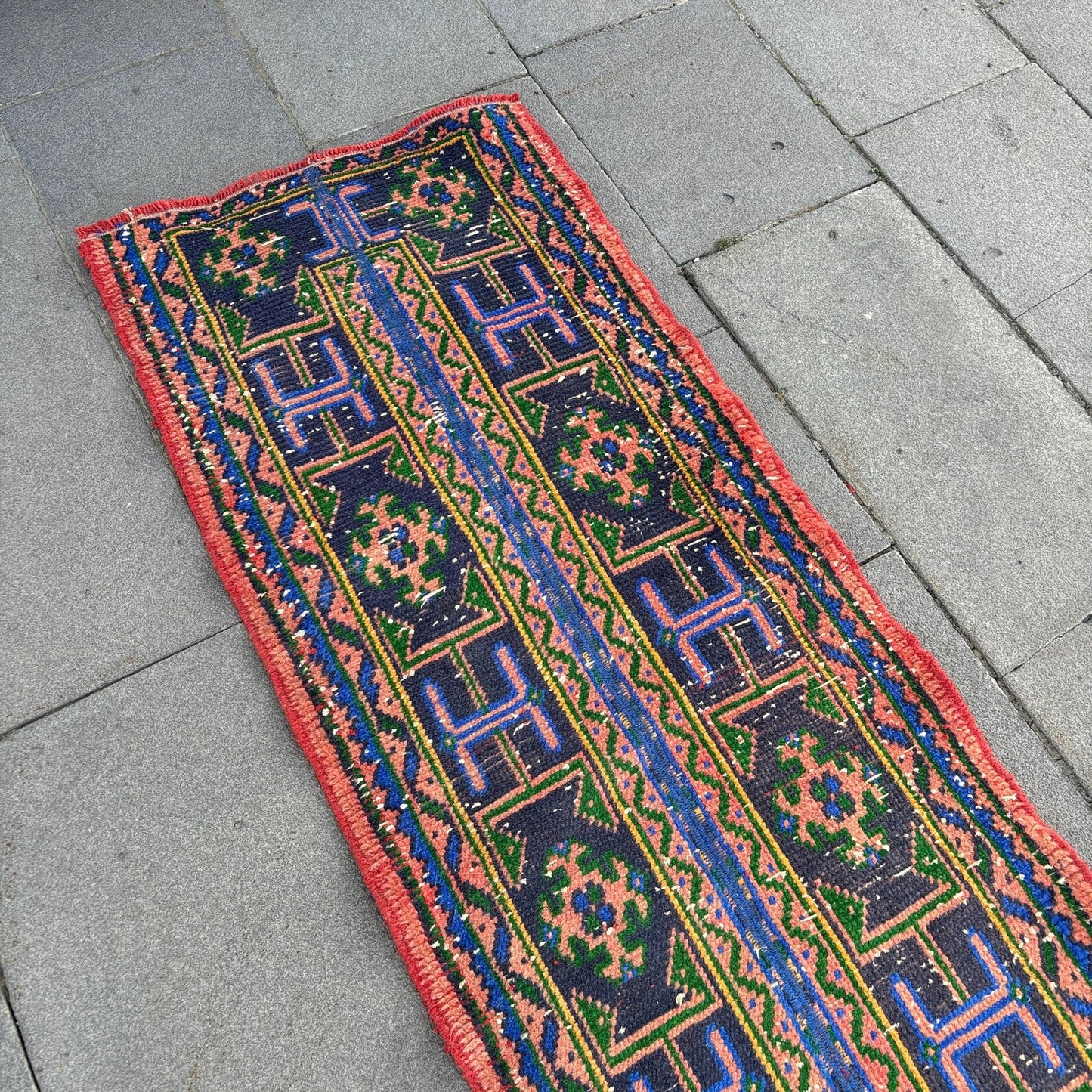 Vintage Turkish Runner Rug 2 x 11.1 ft