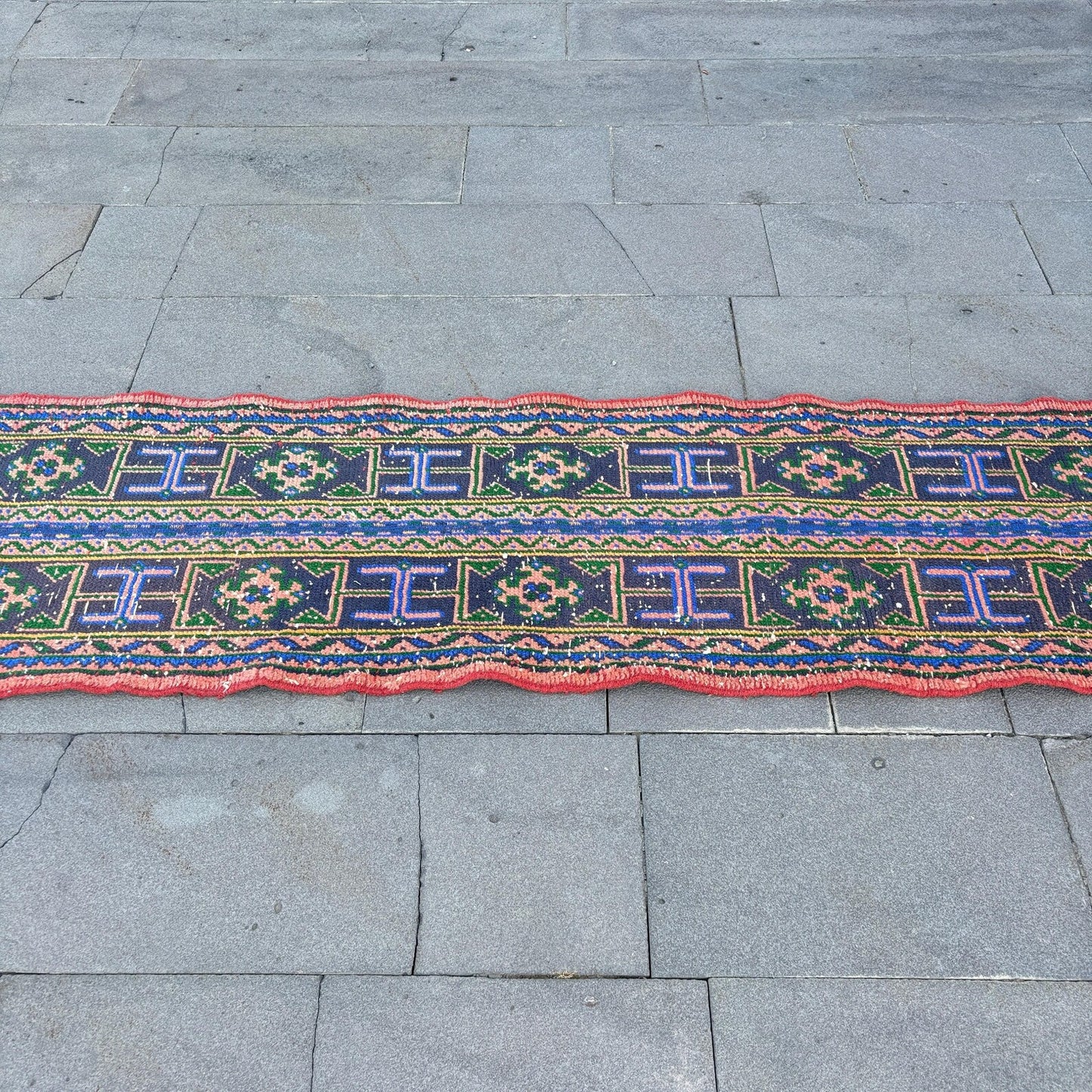 Vintage Turkish Runner Rug 2 x 11.1 ft