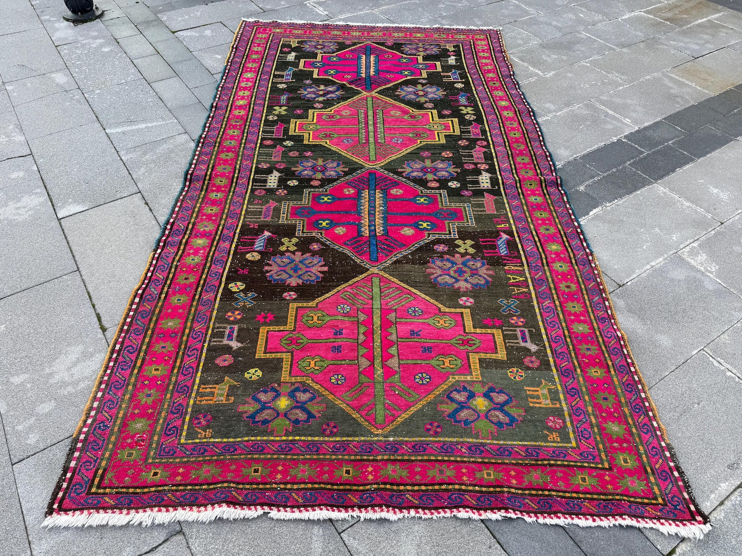 XL Vintage Turkish Accent Area Rug 5.5 x 9.5 ft
