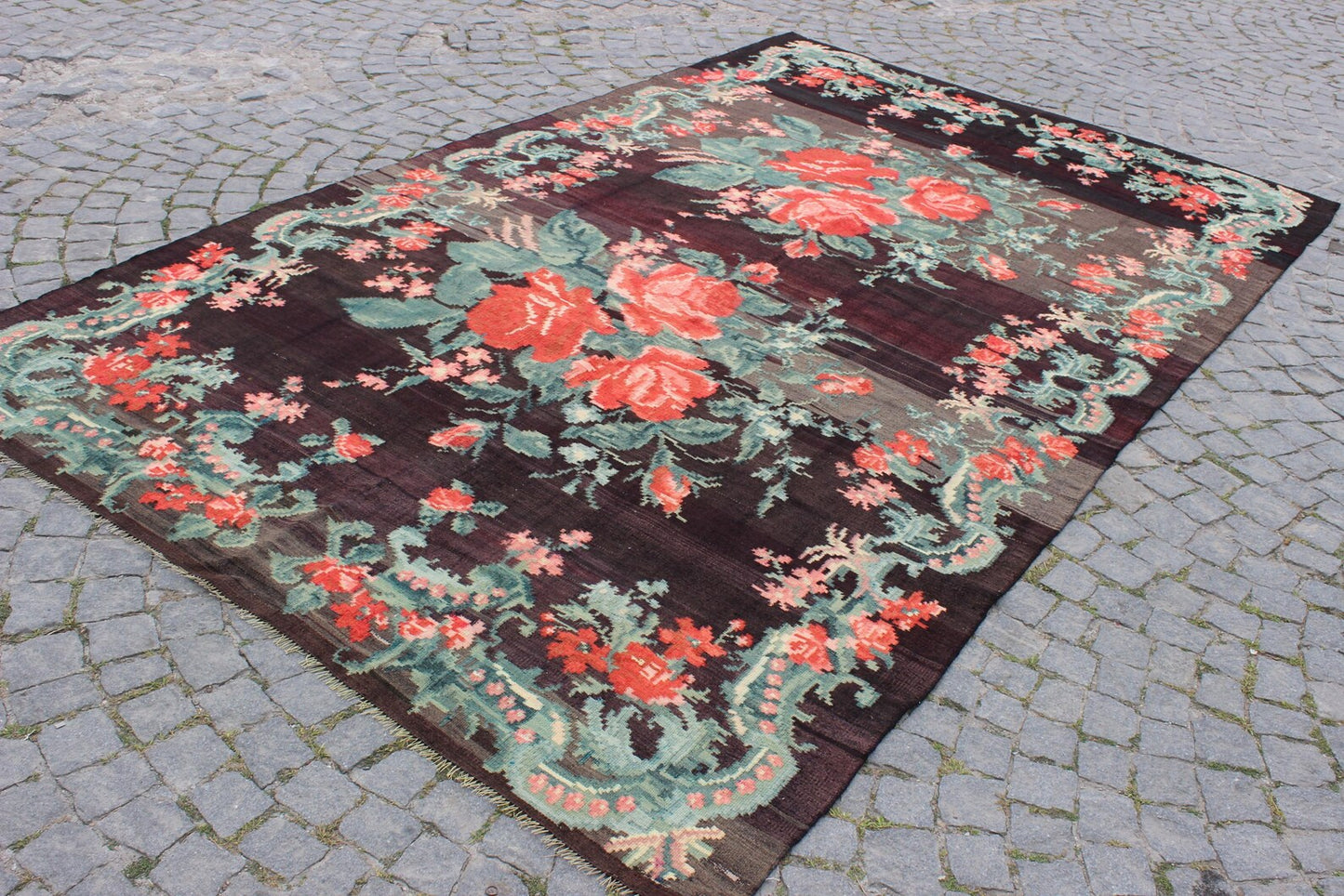 XL Vintage Turkish Accent Area Rug 6.2 x 10.6 ft