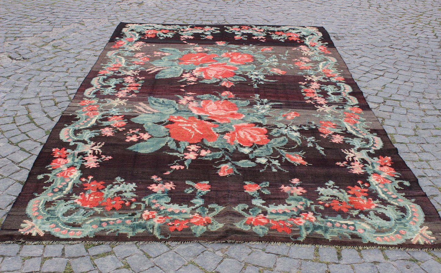 XL Vintage Turkish Accent Area Rug 6.2 x 10.6 ft