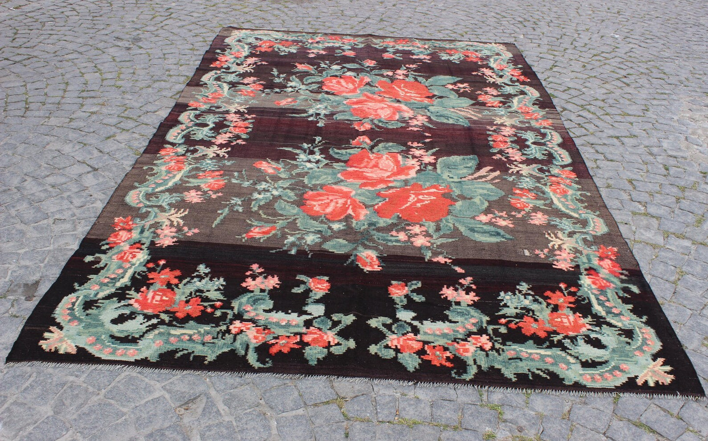 XL Vintage Turkish Accent Area Rug 6.2 x 10.6 ft