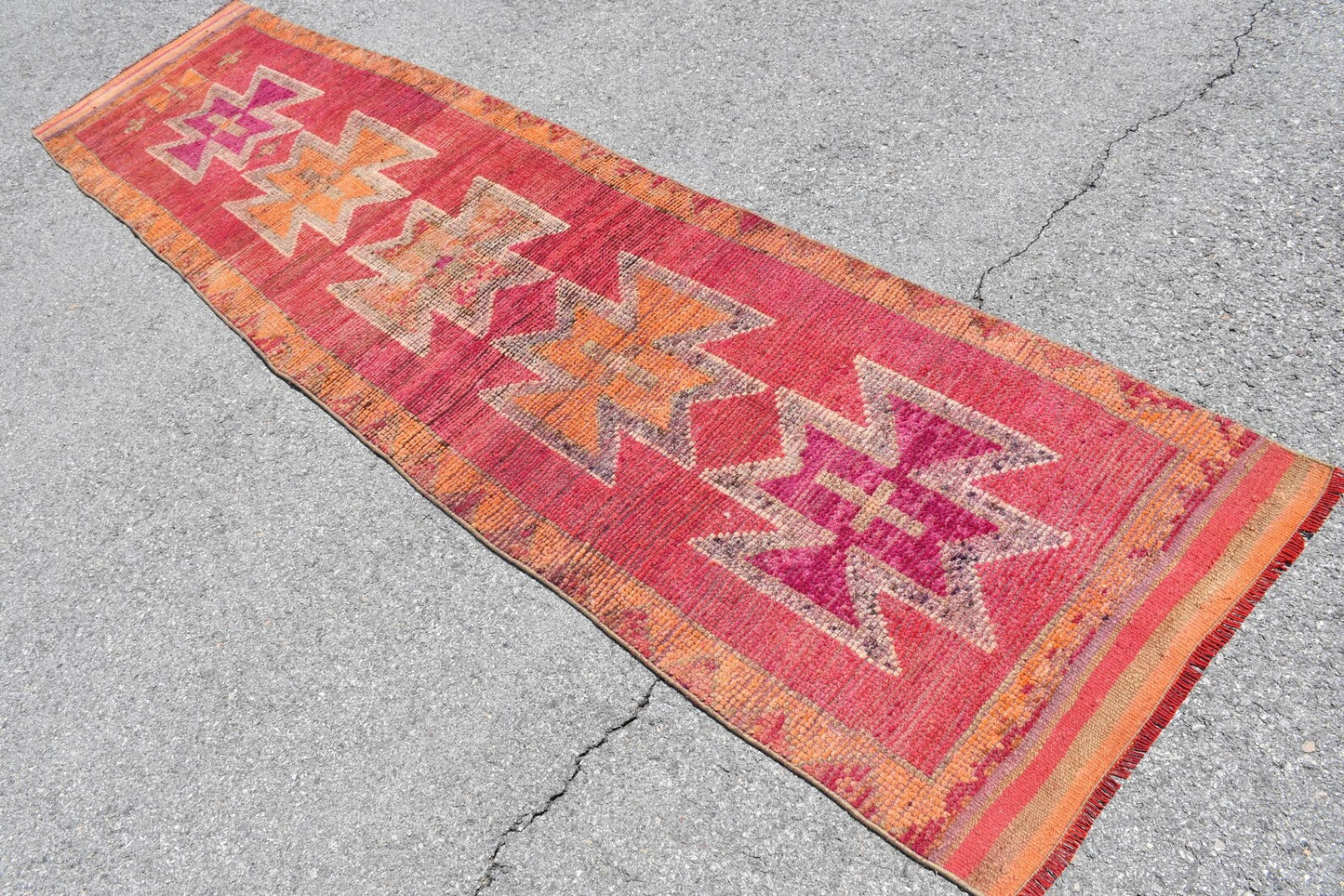 Vintage Turkish Runner Rug 2.8 x 11.2 ft