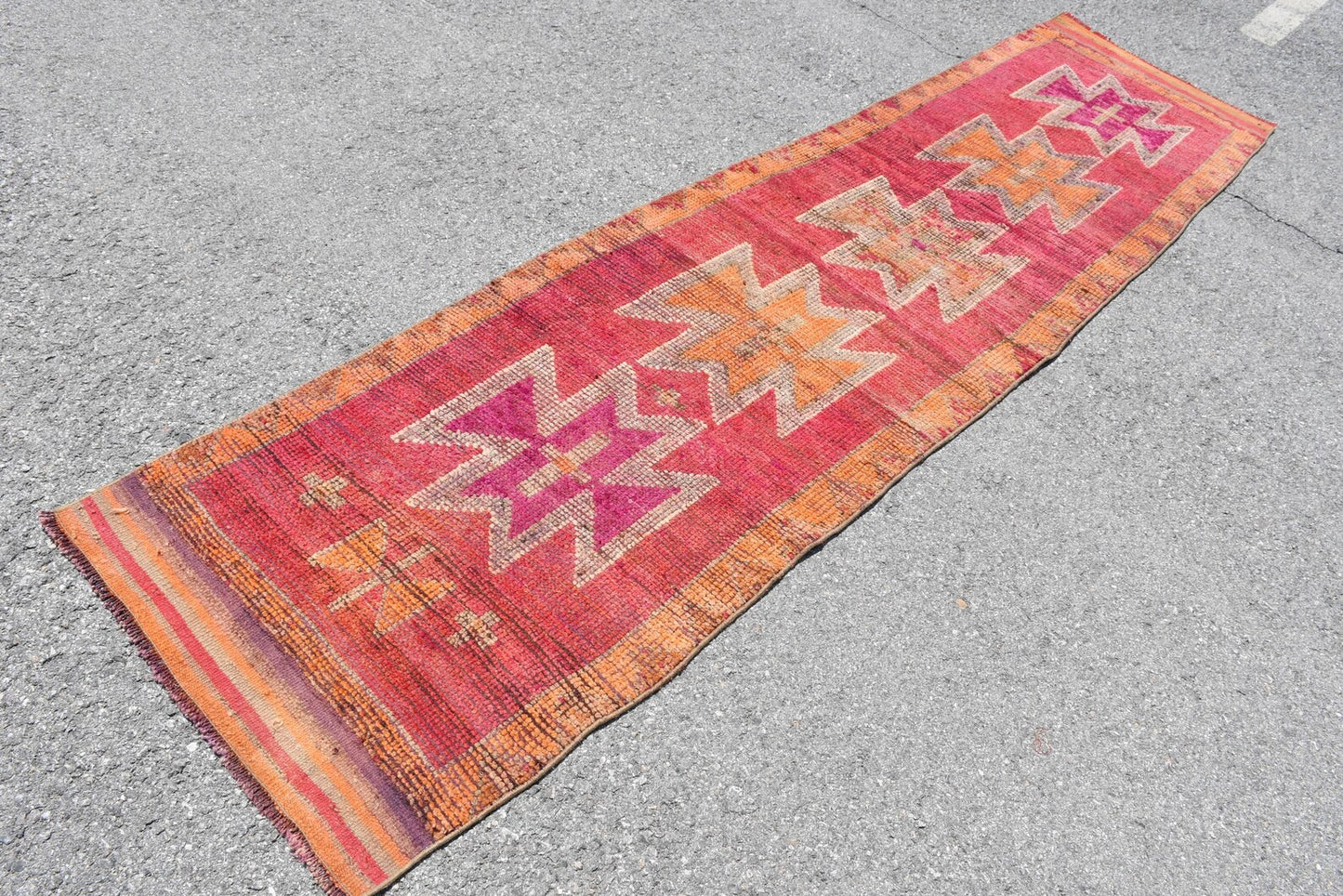 Vintage Turkish Runner Rug 2.8 x 11.2 ft