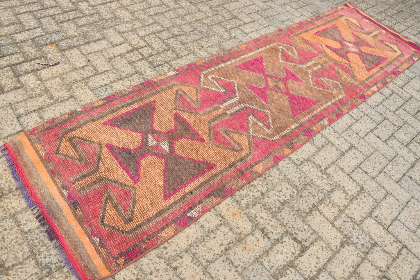 Vintage Turkish Runner Rug 2.9 x 10.3 ft
