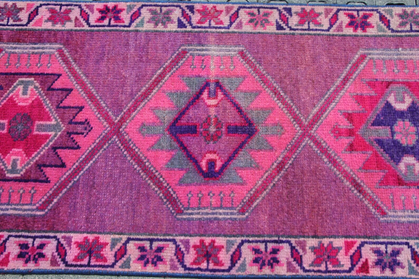 Vintage Turkish Runner Rug 2.3 x 10 ft