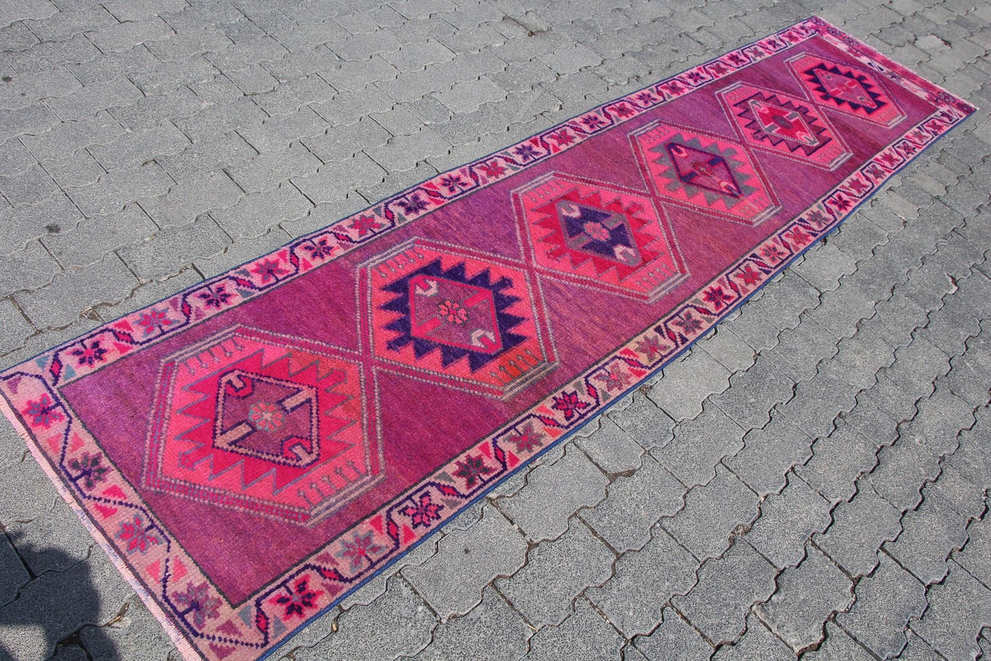 Vintage Turkish Runner Rug 2.3 x 10 ft