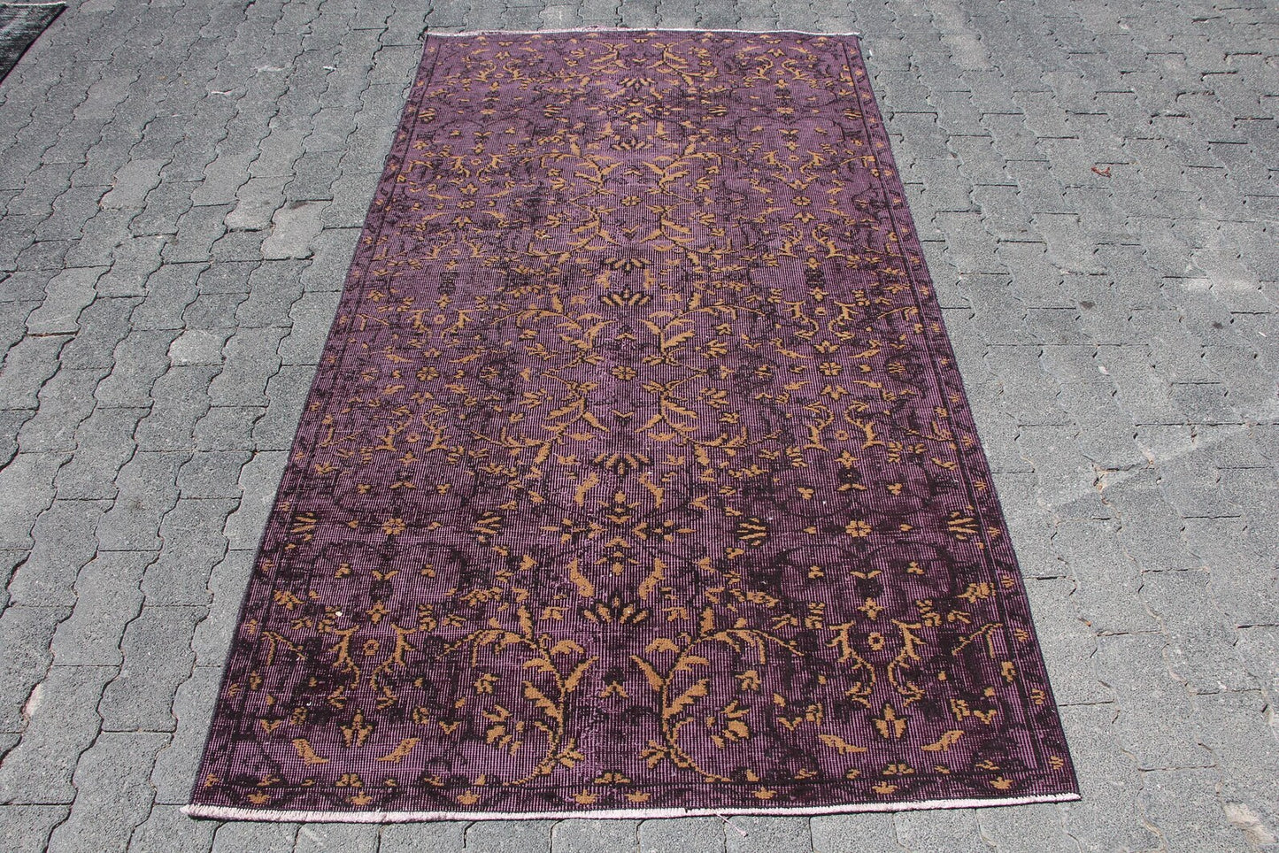 Vintage Turkish Accent Area rug 3.8 x 7 ft
