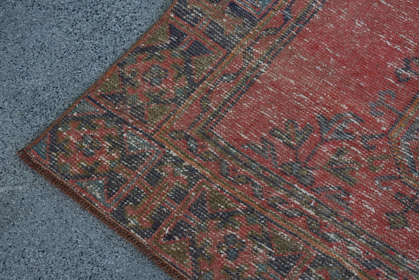 Vintage Turkish Accent Area rug 3.8 x 10.2 ft