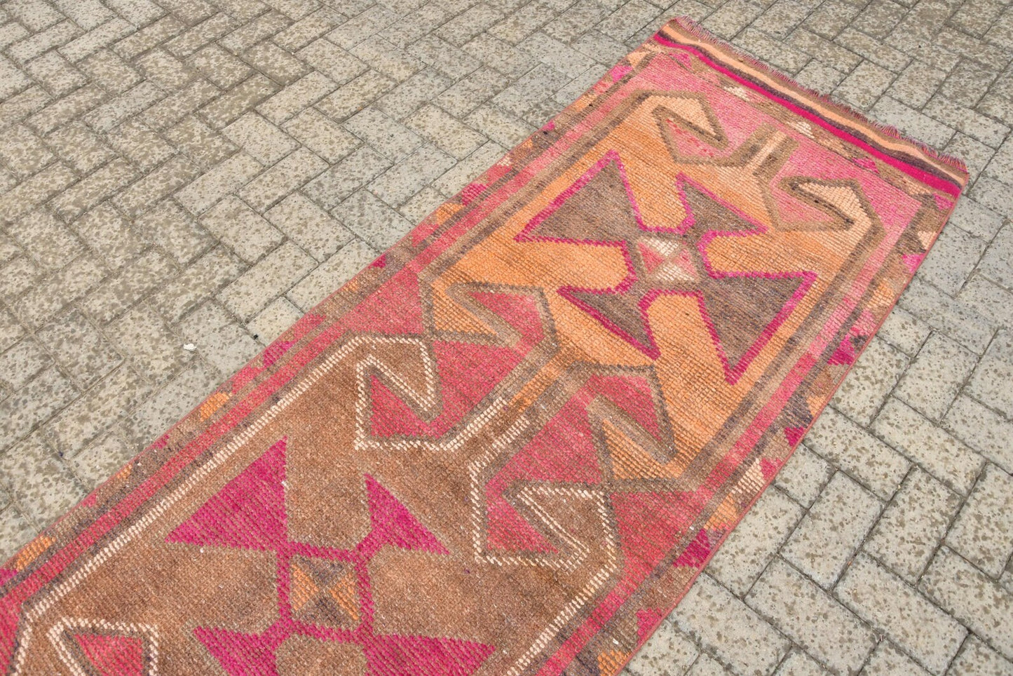 Vintage Turkish Runner Rug 2.9 x 10.3 ft