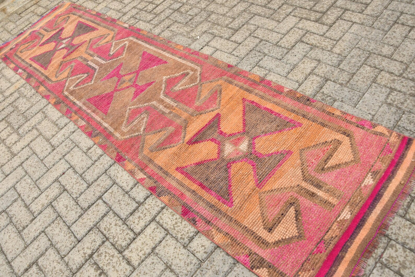 Vintage Turkish Runner Rug 2.9 x 10.3 ft