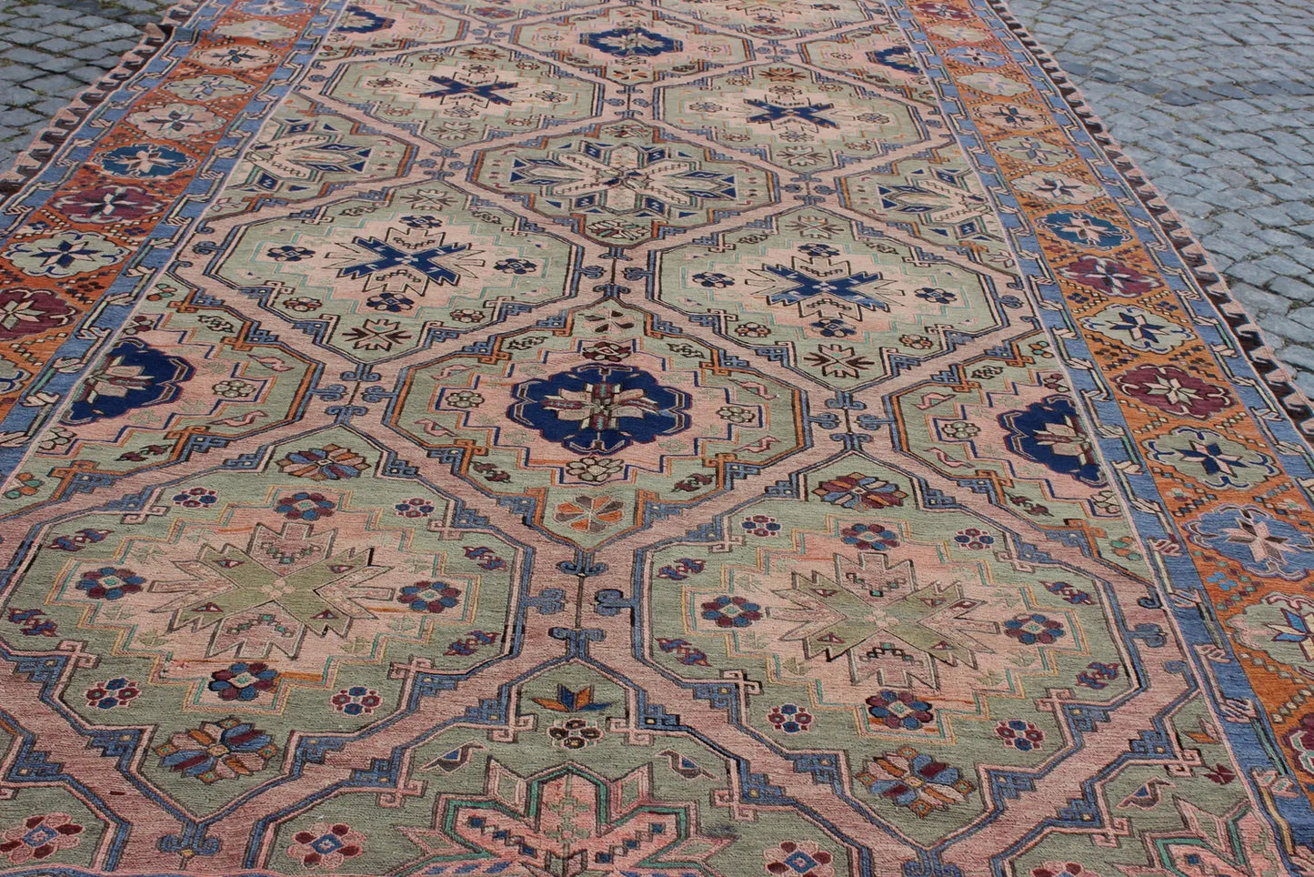 XL Vintage Soumak Accent Area Rug 7 x 13 ft