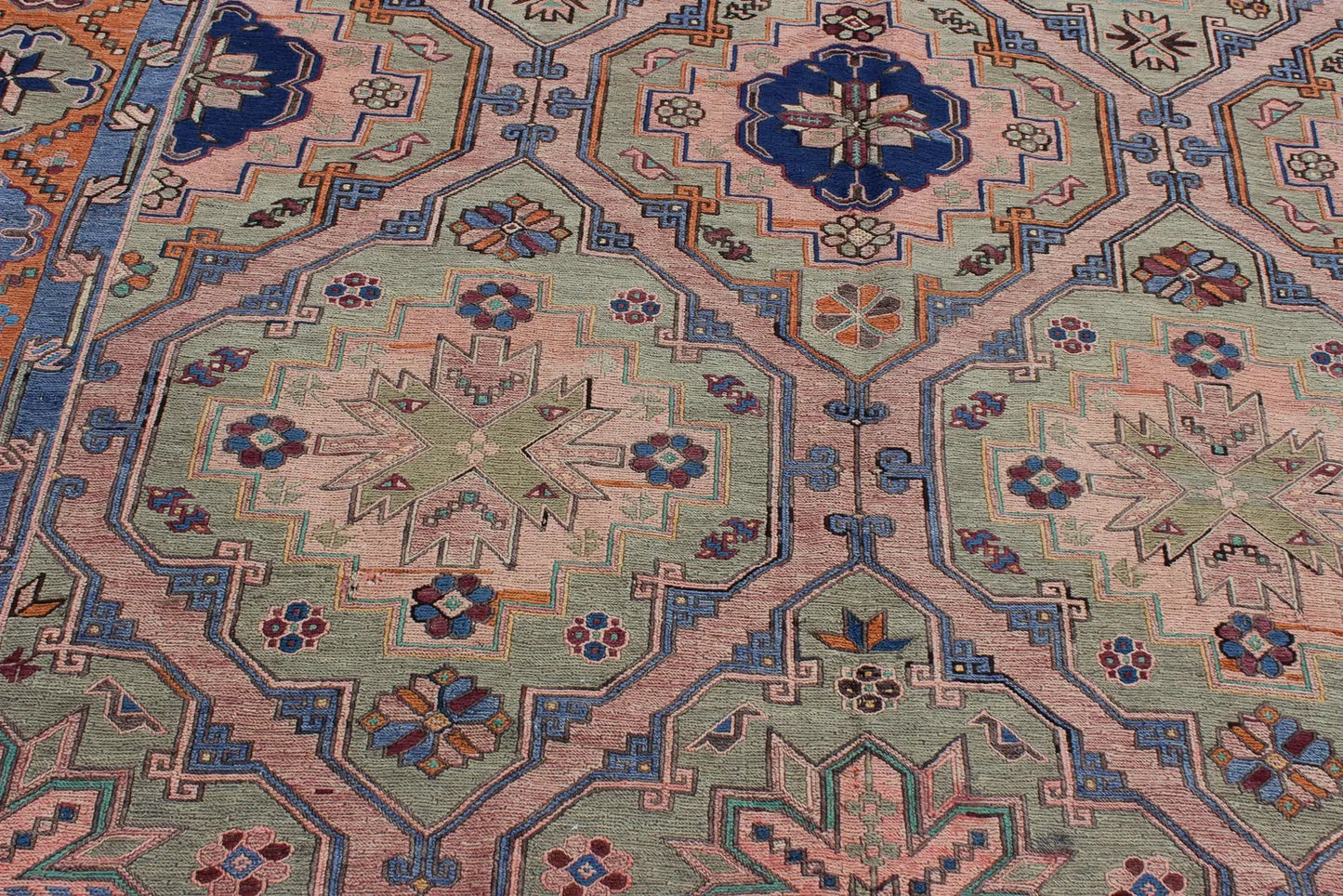 XL Vintage Soumak Accent Area Rug 7 x 13 ft