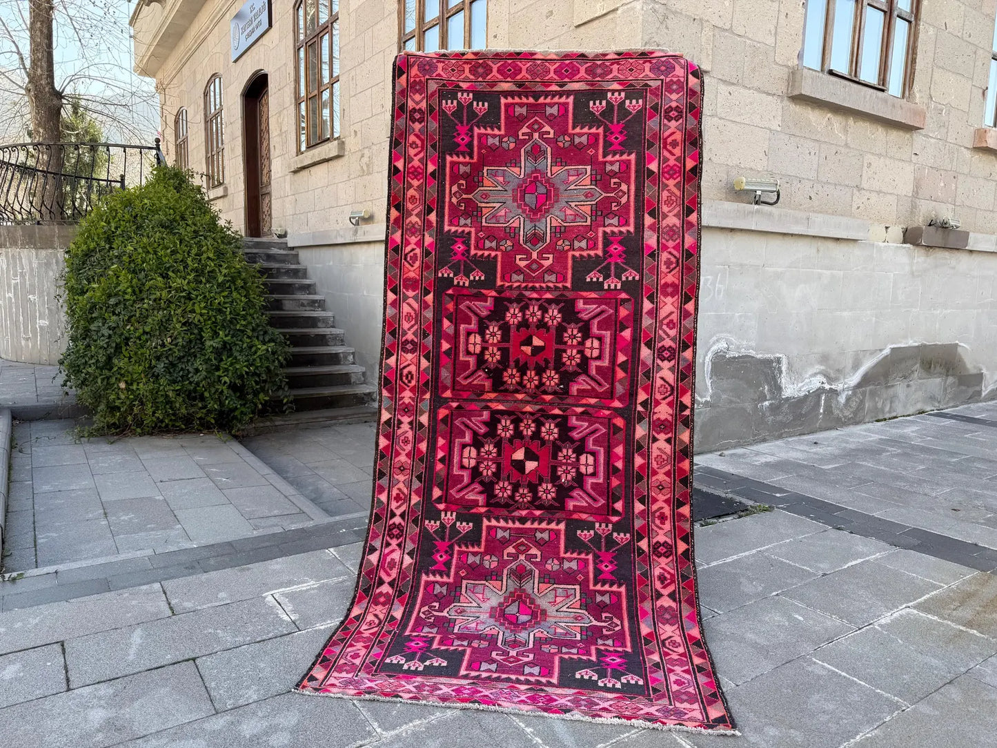 Vintage Persian Accent Area Rug 3.7 x 8.2 ft