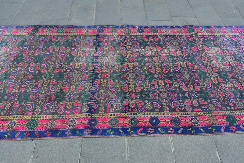Vintage Persian Accent Area Runner Rug 4.3 x 9.2 ft