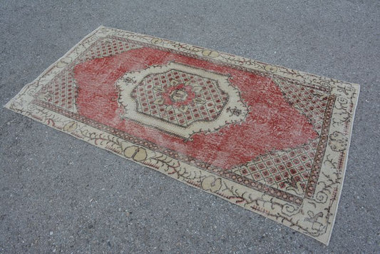 Vintage Turkish Accent Area rug 3.3 x 6.4 ft