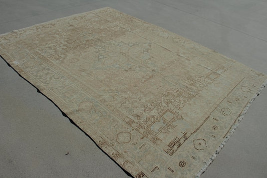 XL Vintage Turkish Accent Area Rug 6.2 x 9.5 ft