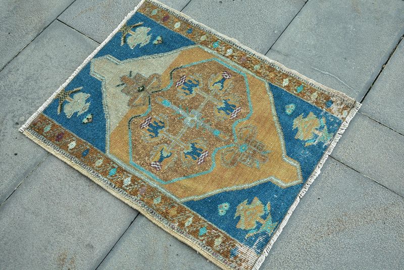 Vintage Turkish Mini Rug 1.9 x 2.3 ft