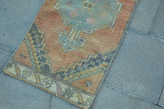 Vintage Turkish Mini Rug 1.4  x 2.5 ft