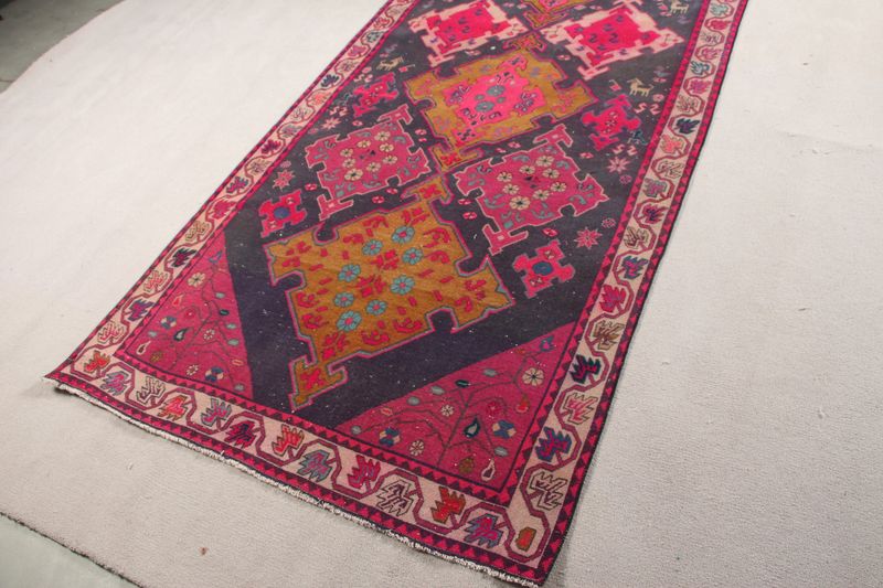 Vintage Persian Accent Area Rug 4.2 x 11 ft