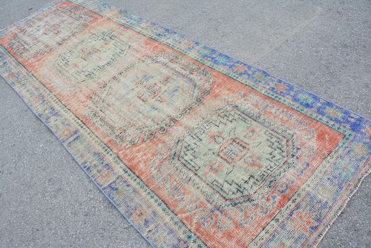 Vintage Turkish Accent Area rug 4.1 x 10.8 ft