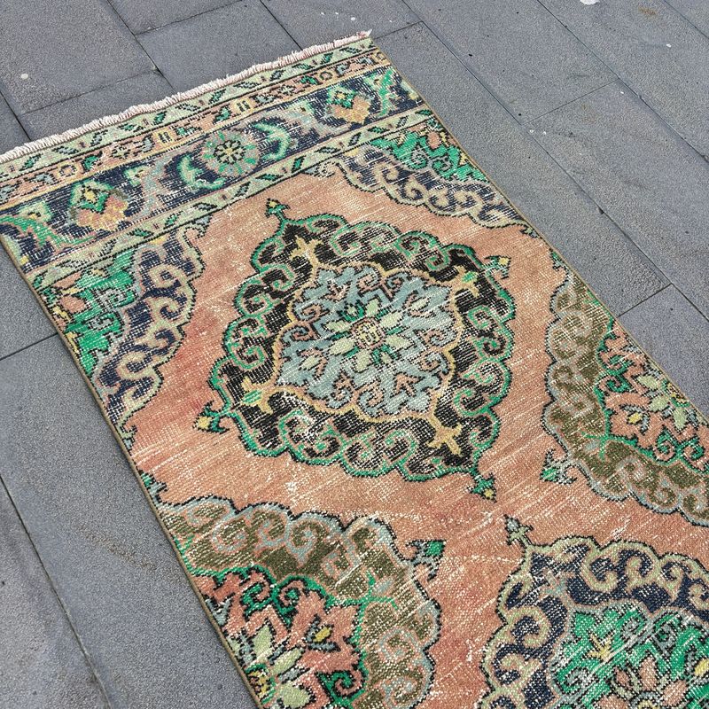 Vintage Turkish Runner Rug 3 x 12.9 ft
