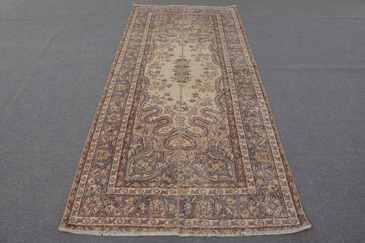 Vintage Turkish Accent Area rug 4 x 8.9 ft