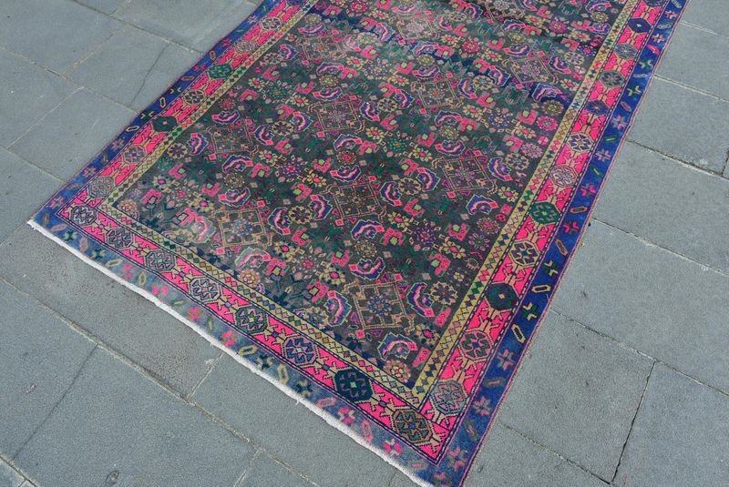 Vintage Persian Accent Area Runner Rug 4.3 x 9.2 ft