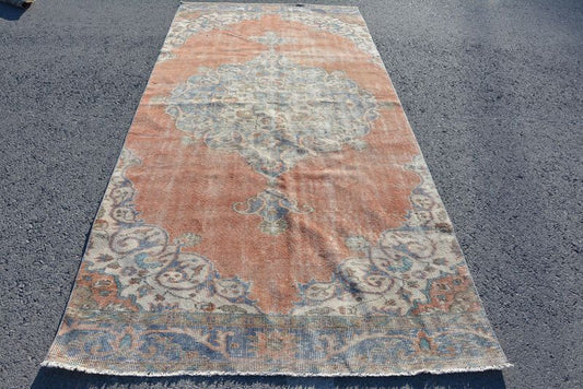 Vintage Turkish Accent Area rug 4.7 x 9.9 ft