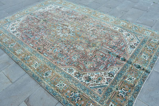 XL Vintage Persian Accent Area Rug 6.4 x 8.4 ft