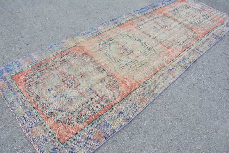 Vintage Turkish Accent Area rug 4.1 x 10.8 ft
