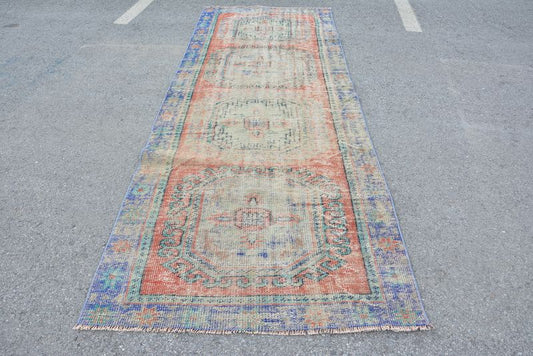 Vintage Turkish Accent Area rug 4.1 x 10.8 ft