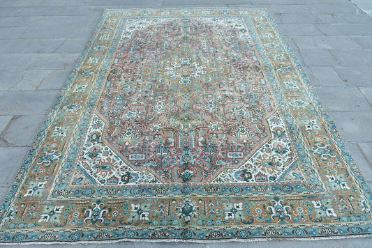 XL Vintage Persian Accent Area Rug 6.4 x 8.4 ft