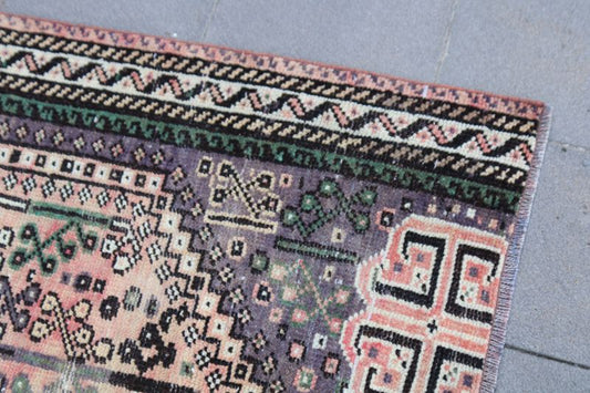 Vintage Turkish Accent Area rug 6.2 x 7.7 ft