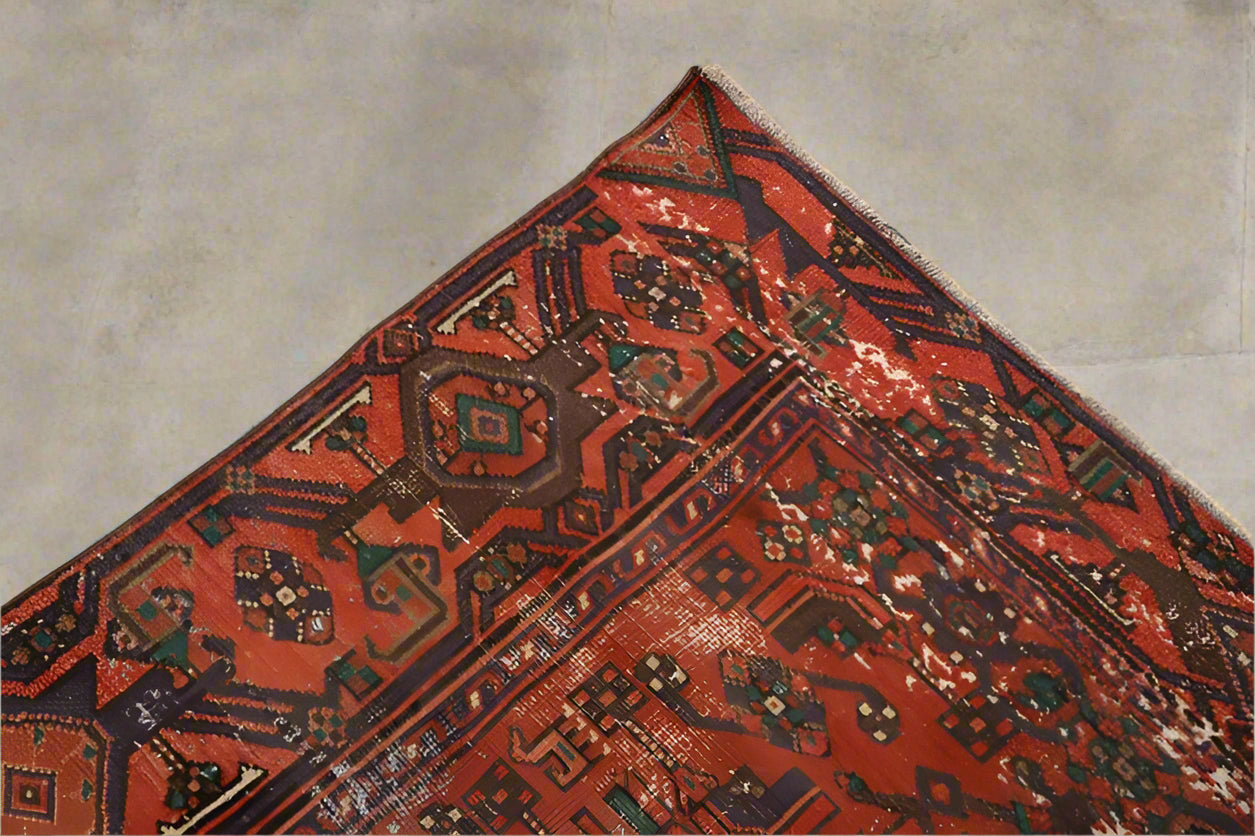 Vintage Turkish Accent Area rug 3.6 x 6.7 ft