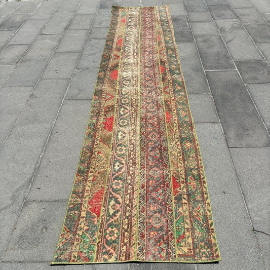 Vintage Turkish Runner Rug 2.5 x 11.4 ft