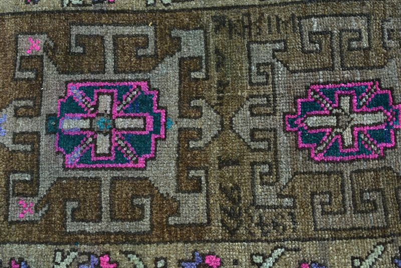 Vintage Turkish Mini Rug 1.4  x 2.6 ft