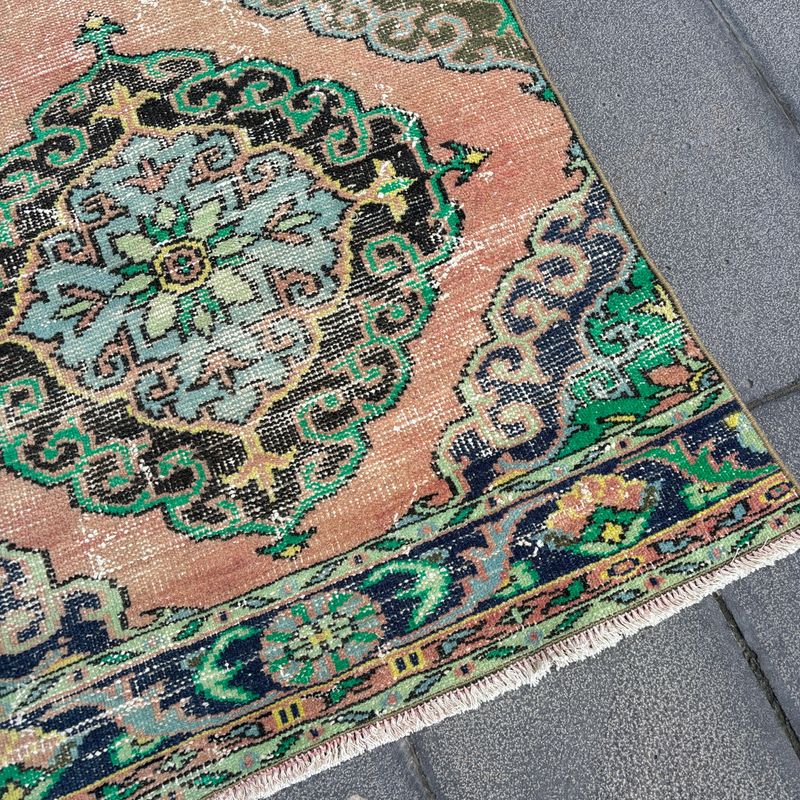 Vintage Turkish Runner Rug 3 x 12.9 ft