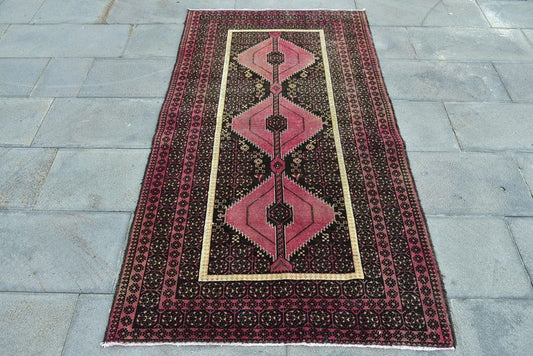 Vintage Turkish Accent Area rug 3.2 x 5.9 ft