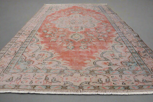 Vintage Turkish Accent Area rug 4.2 x 8.9 ft