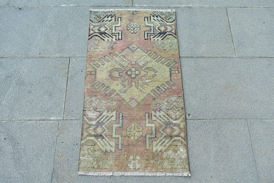 Vintage Turkish Mini Rug 1.3 x 2.6 ft