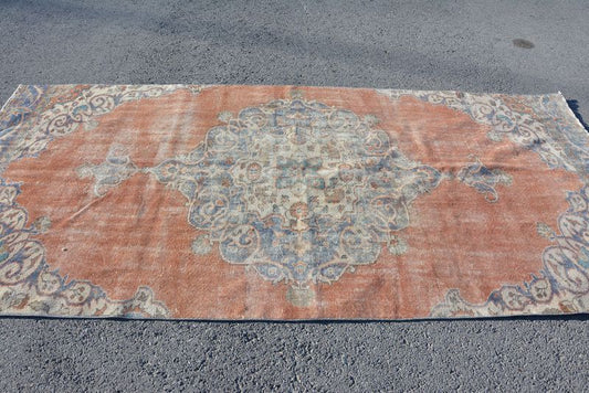 Vintage Turkish Accent Area rug 4.7 x 9.9 ft