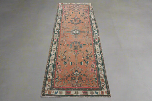 Vintage Turkish Runner Rug 3.3 x 9.7 ft