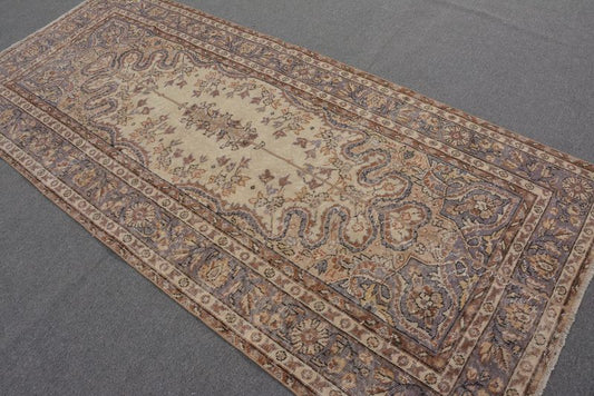 Vintage Turkish Accent Area rug 4 x 8.9 ft