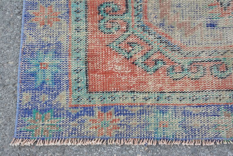 Vintage Turkish Accent Area rug 4.1 x 10.8 ft