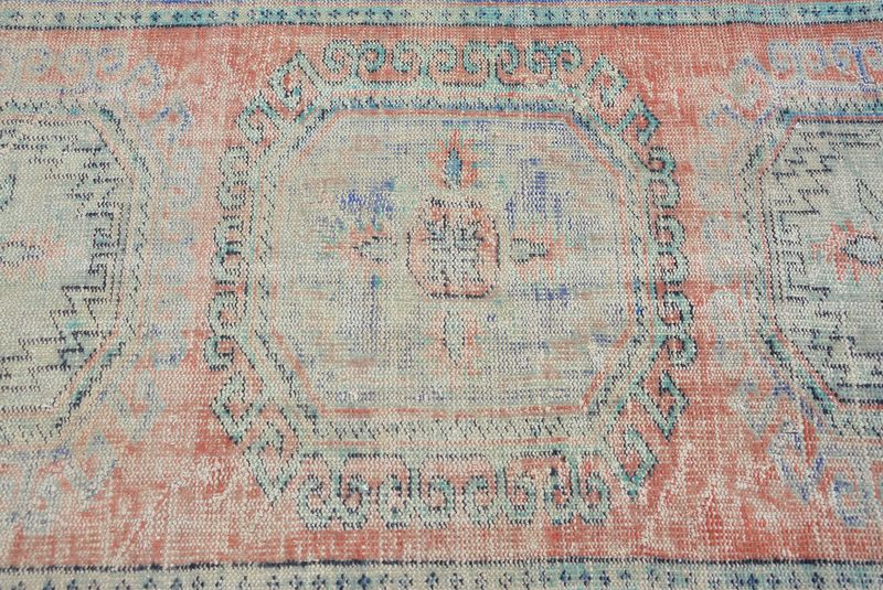 Vintage Turkish Accent Area rug 4.1 x 10.8 ft